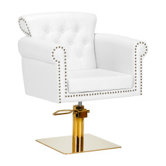 Gabbiano hairdressing chair Berlin white and gold