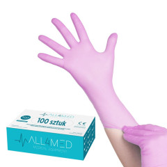 All4med jednorazowe rękawice diagnostyczne nitrylowe różowe M