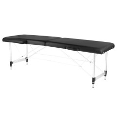 Folding massage table, aluminum, comfort, 2 black segments