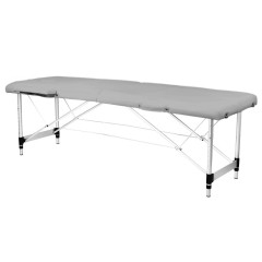 Folding massage table, aluminum, 2-section, gray, comfort