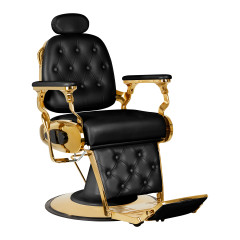 Fotel barberski Gabbiano Francesco czarny ze złotą podstawą
