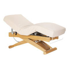 Leżanka SPA Sillon Siesta kremowa z jasnobrązową podstawą
