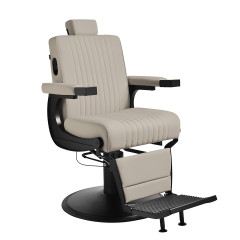 Gabbiano Levi barber chair with black frame gray with stitching at the back