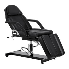 Fotel kosmetyczny hydrauliczny do pedicure Sillon 210 z kołyską i dzielonym podnóżkiem czarny 