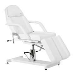 Fotel kosmetyczny hydrauliczny do pedicure Sillon 210 z kołyską i dzielonym podnóżkiem biały