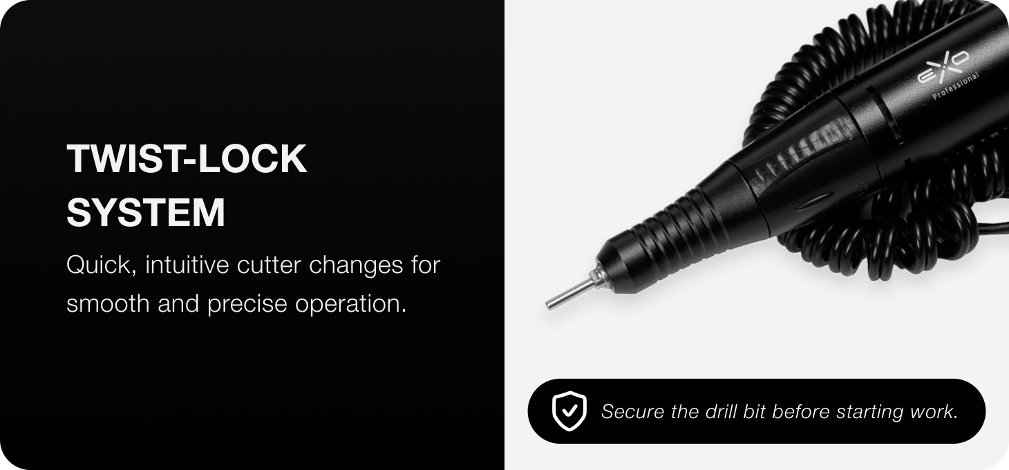 EXO SYNTRA juoda nagų freza - galvutė su Twist-Lock sistema